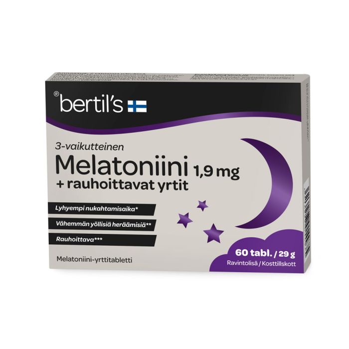 bertils Melatoniini 1,9 mg + rauh. yrtit 60 tabl kuva 2