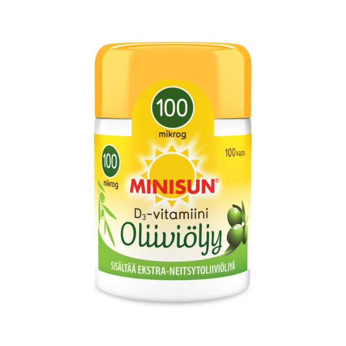 Minisun D-vitamiini Oliiviöljy 100 mikrog 100 KPL kuva 2