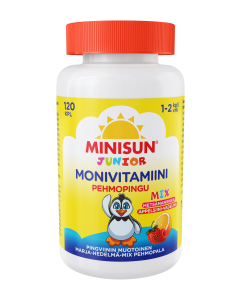 Minisun Monivitamiini Pehmopingu Marja-Hedelmä-Mix 120 kpl