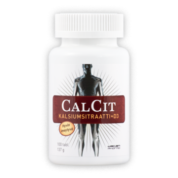 CalCit kalsiumsitraatti + D3-vitamiini 500mg/15mikrog 100 tabl