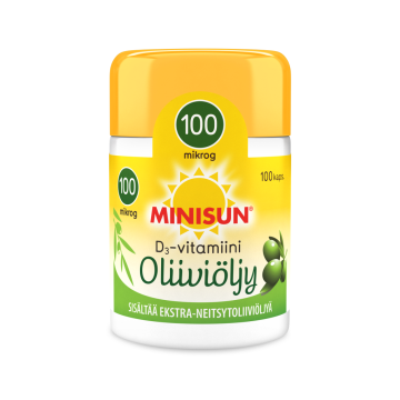 Minisun D-vitamiini Oliiviöljy 100 mikrog 100 KPL