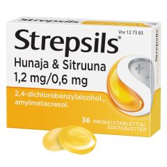 STREPSILS HUNAJA & SITRUUNA 1,2/0,6 mg imeskelytabl 36 fol