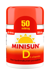 MINISUN D-VITAMIINI 50 MIKROG 200 TABL