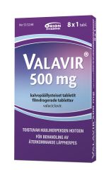 VALAVIR 500 mg tabl, kalvopääll 8 fol