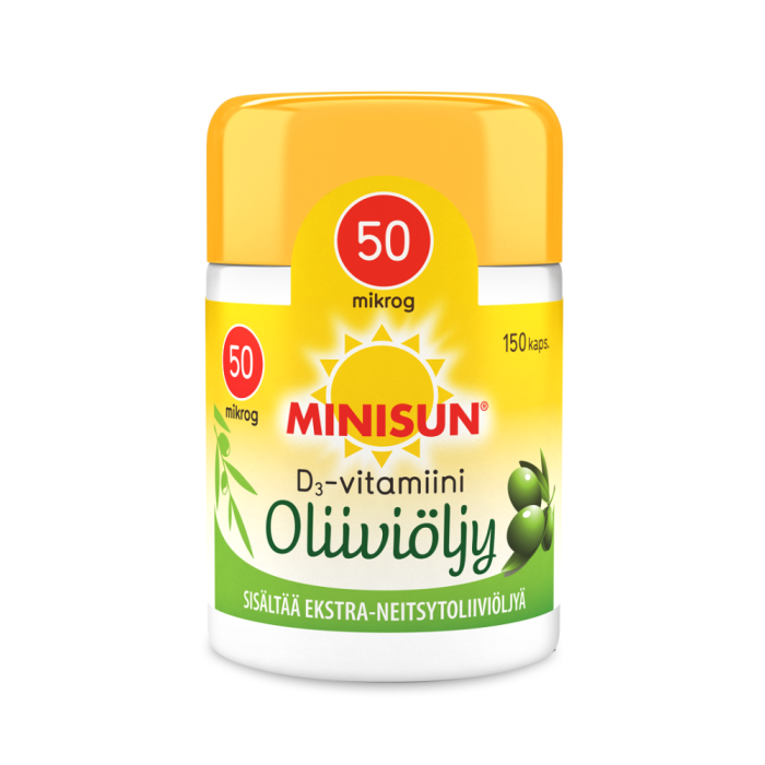 1000019514_Minisun_D_vitamiini_Oliivioljy_50_mikrog_150_kaps_pakkauskuva_Pakkauskuva13273_png